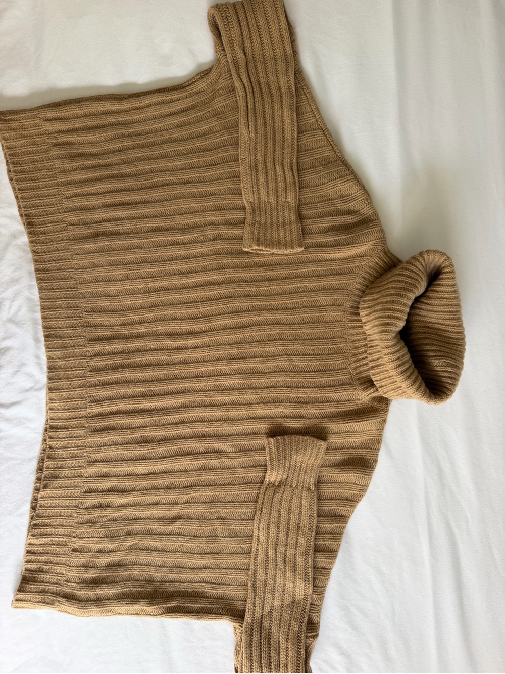 Ralph Lauren Blue Label 80 Wool 20 Cashmere Camel Tan Crop Boxy Knit Turtleneck - Picture 16 of 16
